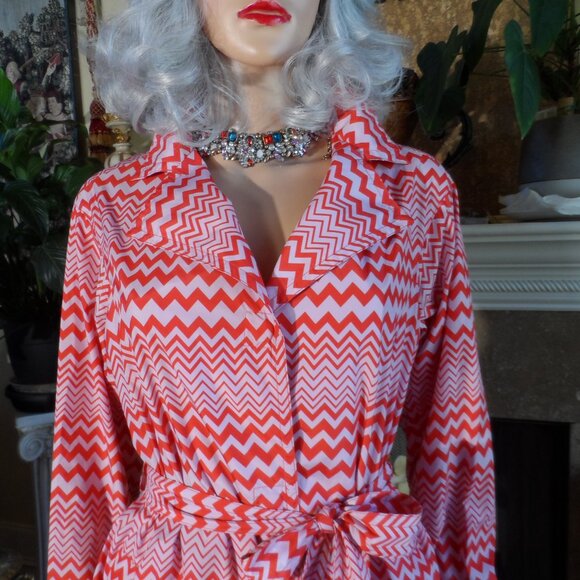 New Missoni For African Aid Red & White Zizzag Pattern Trench/Rain Coat Size L - Picture 6 of 16